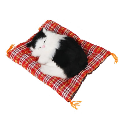Lovely Plush Kittens Doll Toy Home Decoration Car-styling Car Ornaments Cute Simulation Sleeping Cats Dashboard Decoration - 