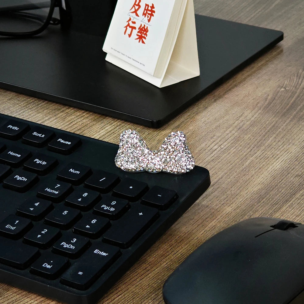 Computer Display Screen Decorative Diamond Bow Car Display Central Control Mini