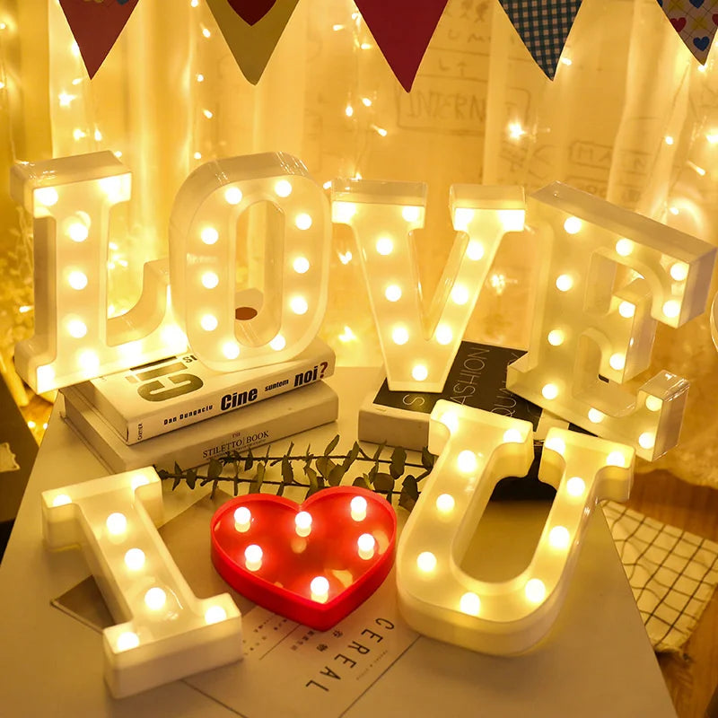 Alphabet Letter LED Nights Lights Number Lamp Decor Party Room Birthday Wall Wedding Home Decorations Personalised Ornaments