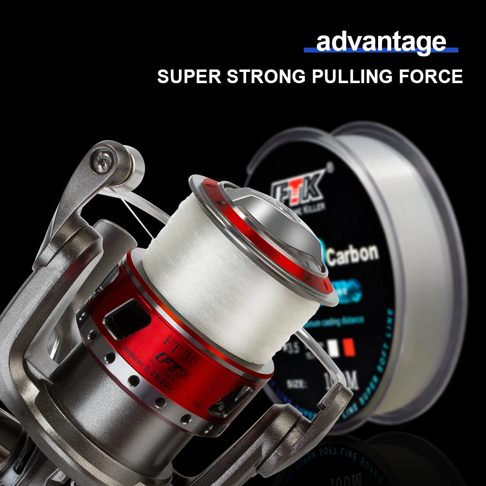 FTK 100M Fluorocarbon Coating Fishing Line 0.14mm-0.5mm 4.13LB-34.32LB Carbon Fiber Monofilament Line Carp Fishing Sinking Li