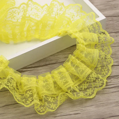 2 Yards/bag Solid Color Lace Wrinkle Lace Wedding Satin Ribbon Knot DIY Fabric Ribbons for Crafts Accessories and Materials S