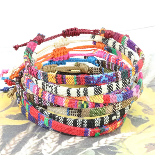 Anklets For Women Woven Fabric Foot Leg Bracelet Men Handmade Rope Braid Knot Beach Barefoot Weave Ethnic Boho Adjustable Cha