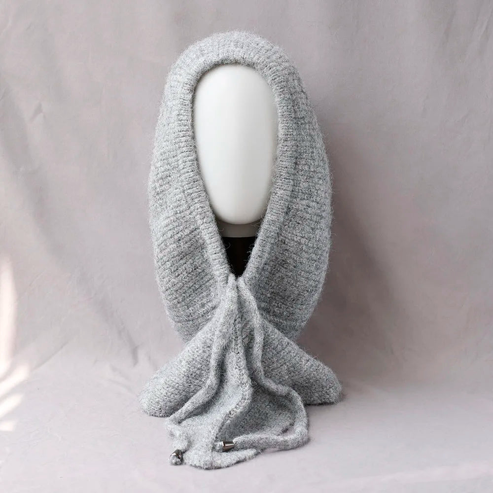 Unisex 100%Wool Knitted Balaclava Winter Ear Face Neck Protect One-Piece Scarf Hat Soft Warm Hooded Beanies Twist False Colla