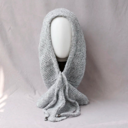 Unisex 100%Wool Knitted Balaclava Winter Ear Face Neck Protect One-Piece Scarf Hat Soft Warm Hooded Beanies Twist False Colla