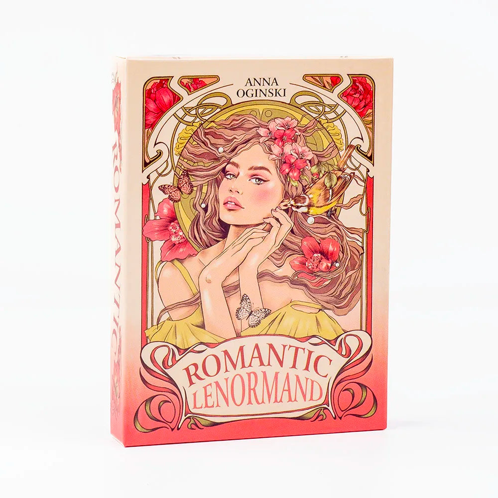 Romantic Lenormand Oracle Cards 37 Pcs Deck 10.2x7.2cm English Vision Art Nouveau Floral Motifs for Party Board Playing Games