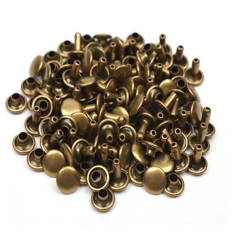 100sets 6-8mm Metal Double Cap Round Rivets Studs Collision Nail Spike Rock Leather Craft Shoe Bag Belt Garment Bracelet DIY