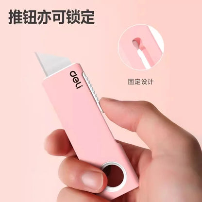Deli Mini Retractable Utility Knife,Pocket Size SK5 High Carbon Steel Blade Carton Carboard Box Opener Tool Perfect for DIY,W