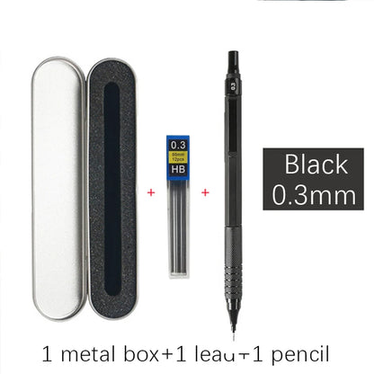 High Quality Metal Mechanical Pencils Set with Lead Refills Drafting Automatic Pencil 0.3, 0.5, 0.7, 2.0mm Pencil for Art Sup