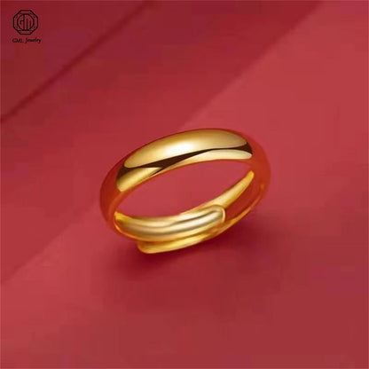 Sand Gold Adjustable Ring Matte Wide Band Openable Fade Resistant Unisex Couple Jewelry Solid Minimalist Gift - Smooth Ring