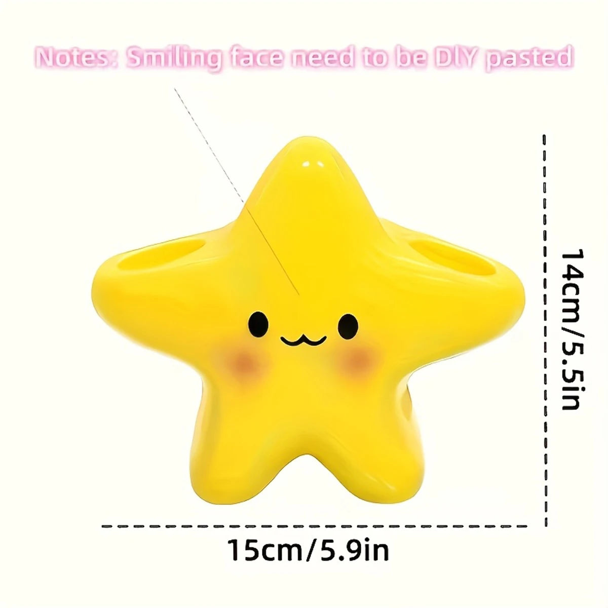 Cute Star-Shaped Toothbrush Holder Freestanding Bathroom Organizer with Cute Face Design, Space-Saving Toothbrush & Toothpast