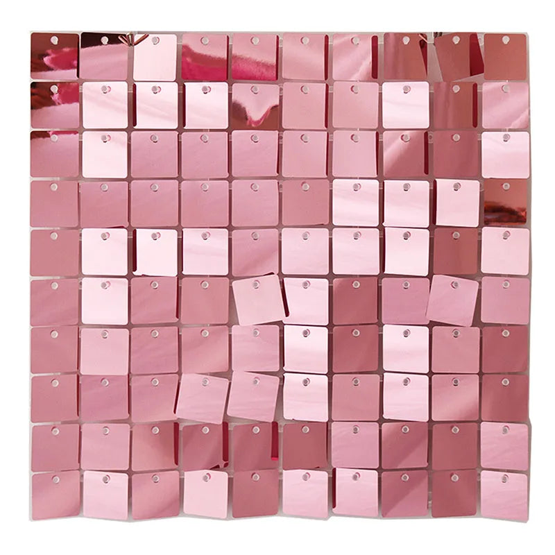 6-30Pcs Colorful Glitter Sequins Background Wall Panels Light Gold Square Shiny Panels Wedding Birthday Christmas Party Backd