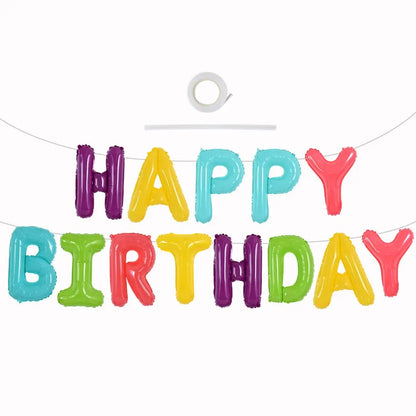 Gold Blue Happy Birthday Balloon 16Inch Foil Letters Birthday Sign Banner Bunting for Girls Boys Kids Adults Birthday Decorat