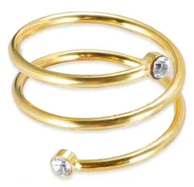 Crystal High End Non Tarnish Fashion Geometric Open Gold Plated Stainless Steel Rings for Women Wedding Ring Jewelry