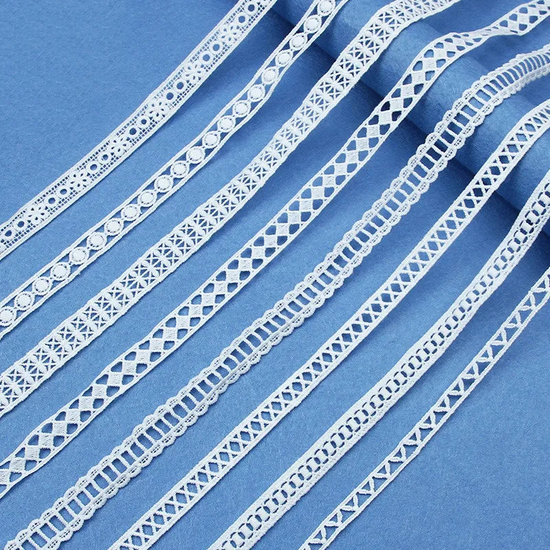 5Yards White Cotton Embroidered Lace Trim Ribbons Fabric DIY Handmade Craft Materials Sewing Clothes Accessories