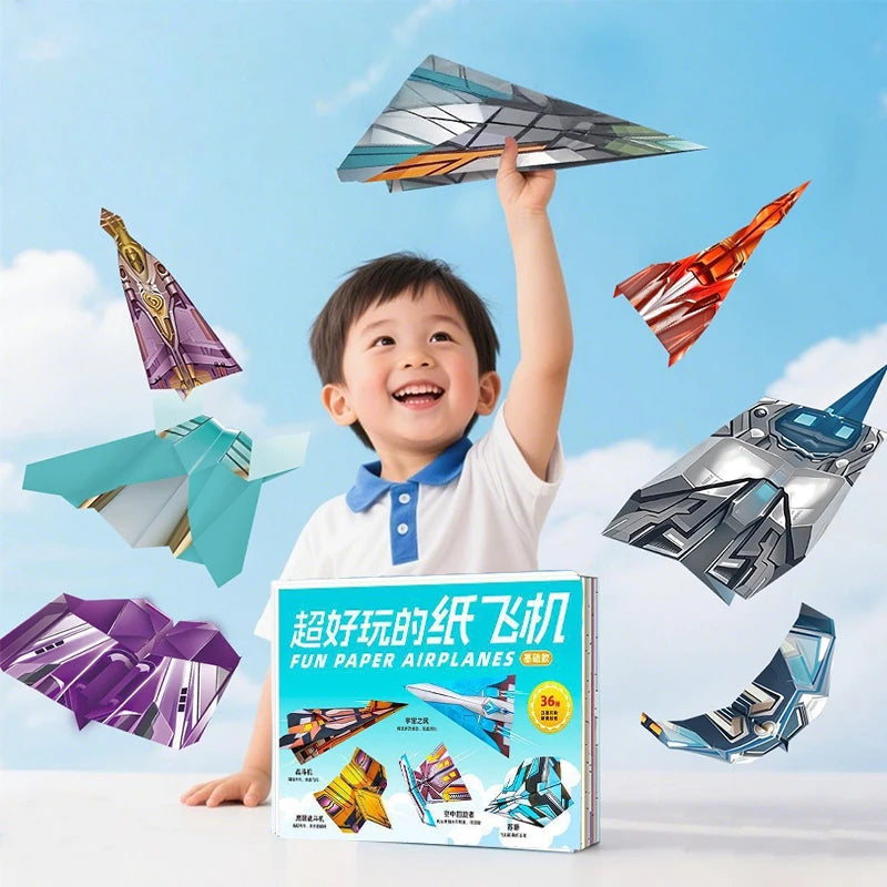 36Pcs DIY Children's Origami Airplane Parent-Child Full-Color Handmade Toy Airplane Educational Toy Hands-On Ability Puzzle T