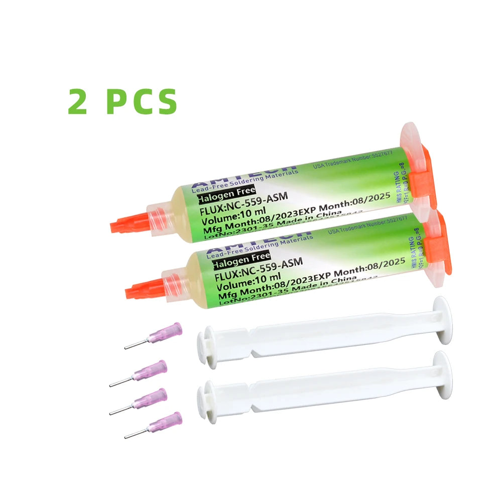 NC-559-ASM BGA PCB No-Clean Solder Paste Welding Advanced Oil Flux Grease 10cc Soldering Repair Paste - 2PCs