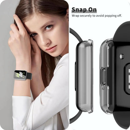 Watch Case Compatible for Samsung Galaxy Fit3, Protective PC Frame Face Cover Built-in Tempered Glass Screen Protector, Scrat