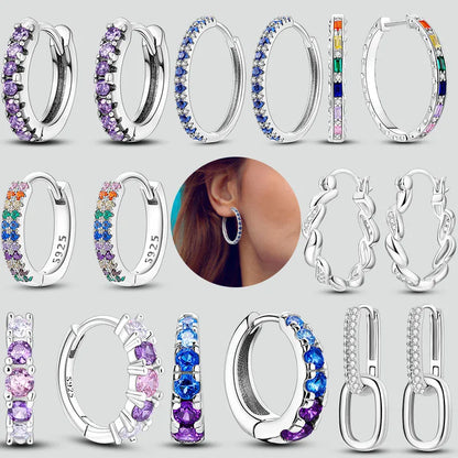 925 Sterling Silver Hoops Earrings Hypoallergenic Hoops Earrings With Zirconia Fashion Jewelry for Women Girls