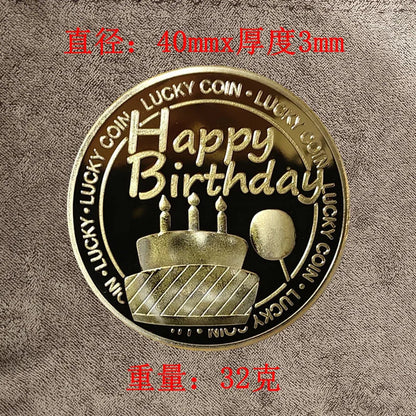 Collection Coin Lucky Happy Birthday Commemorative Coins Happy Birthday Gift Good Luck and Happiness Medal