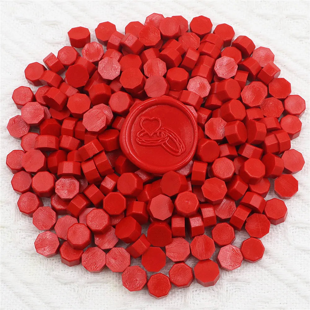 200pcs Octagon Sealing Wax Beads for Wax Seal Stamp for Scrapbooking Cards Envelopes Wedding Invitations Gift Packaging - Red