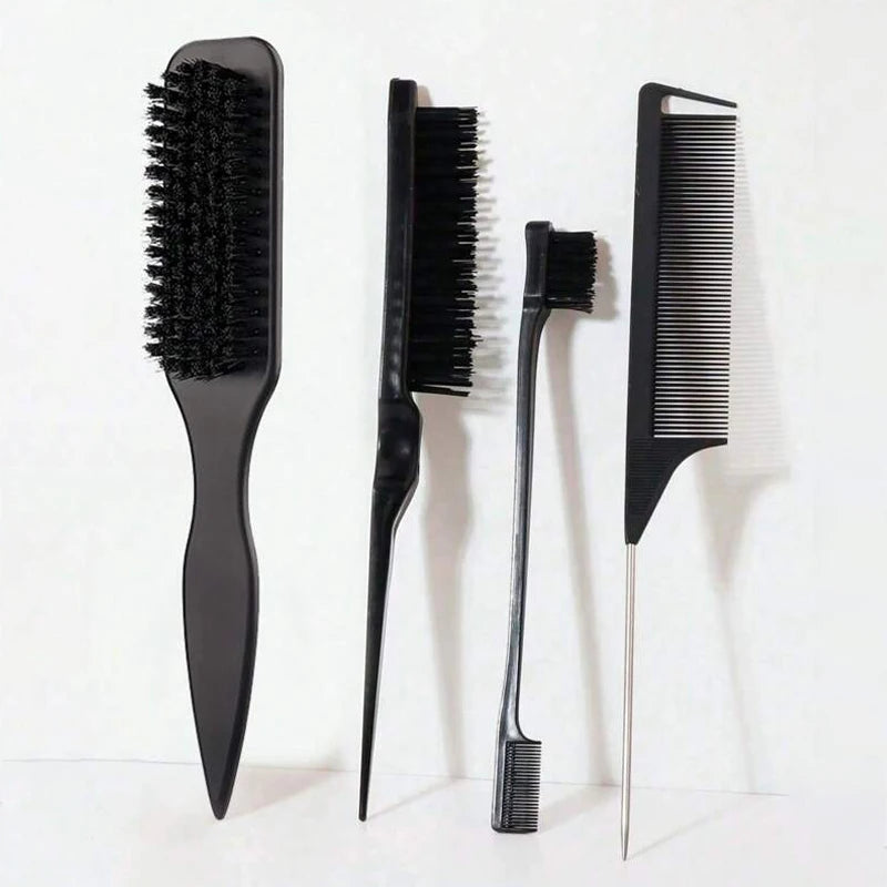 Bristle Slick Back Hair Brush for Sleek Ponytail Bun & Smoothing Baby Hairs, Flyaways, Edge Control - Backcombing & Teasing -