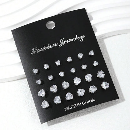 12 Pairs Of Luxurious, Simple, Shiny, And Caring Zirconia Decorative Earrings Are Suitable For Gifts To Parties,And Couples -