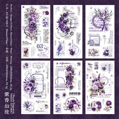 Journal GO 6pcs Flower Shadow Decorative Sticker Fresh Plant Flowers Collage Scrapbooking Label Diy Diary Journal Planner Lab