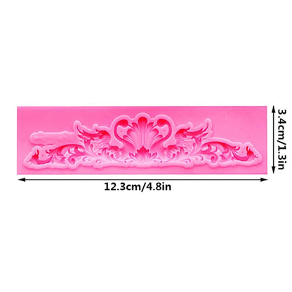 Baroque Style Curlicues Scroll Lace Fondant Silicone Mold Cake Border Decoration Cupcake Top Decoration Mold - 9