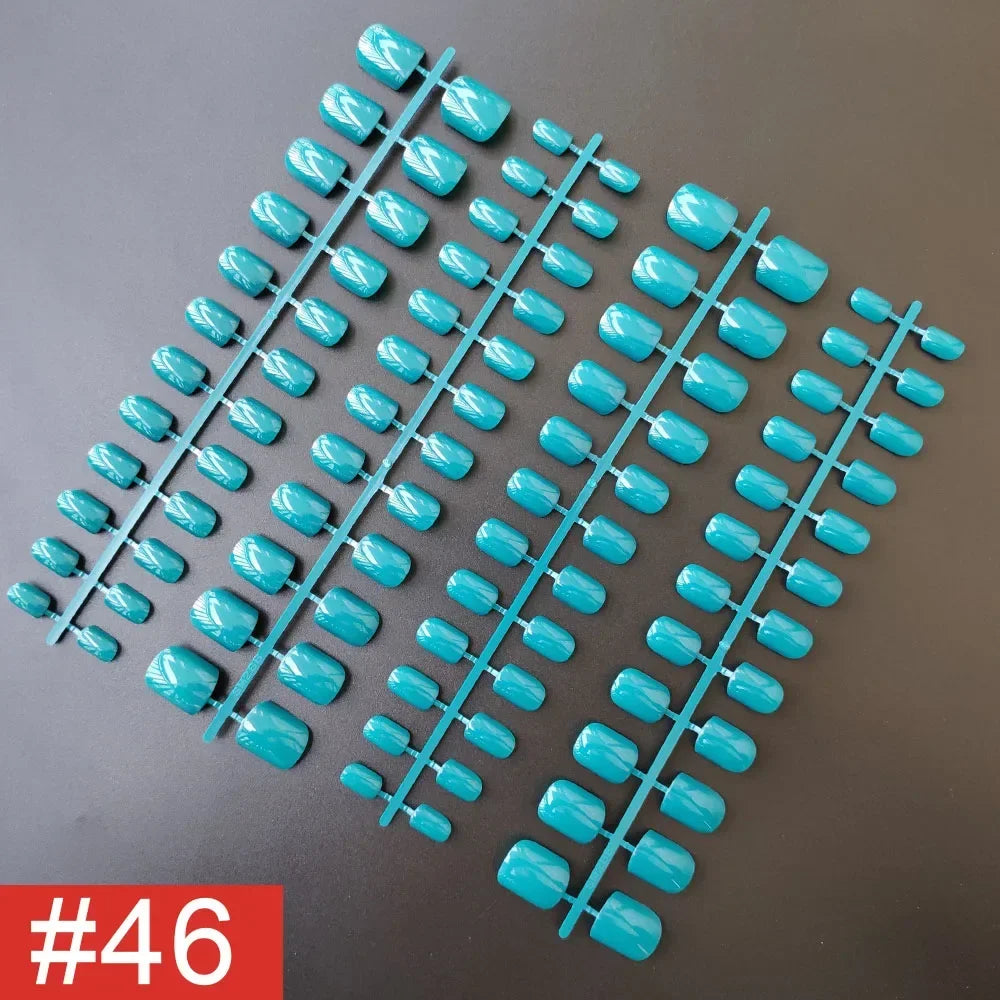 4 Sets/lot Mixed Colors False Nail Tips Short Full Cover Square Fake Nails Comfortable Multicolor Press On Nails Nail DIY - N