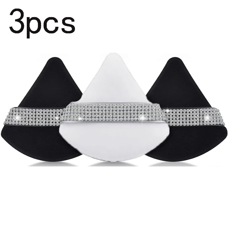 Diamond Triangle Velvet Setting Puff Ribbon Detail Powder Sponge Smooth Finishing Soft Puff for Loose Pressed Powder Applicat
