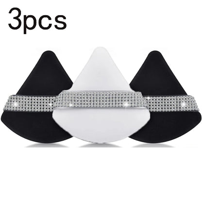Diamond Triangle Velvet Setting Puff Ribbon Detail Powder Sponge Smooth Finishing Soft Puff for Loose Pressed Powder Applicat