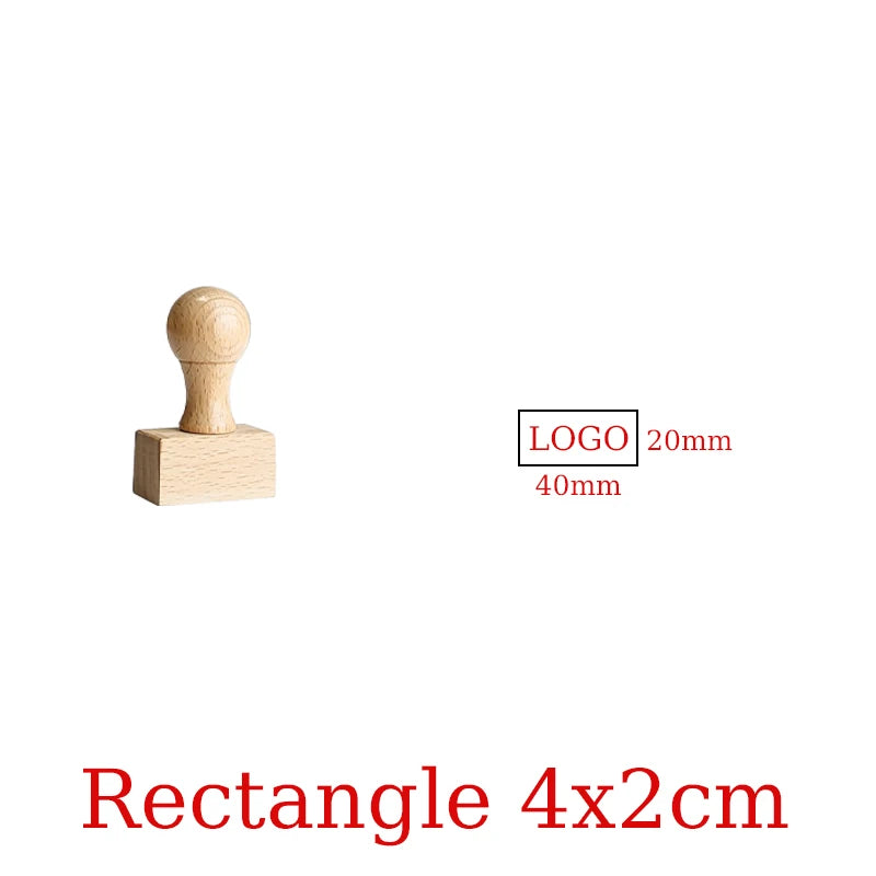 LOGO Custom Wooden Rubber Stamp Personalized Name Stamp Business Logo Customization for Office Craft DIY | Free Design - Rect