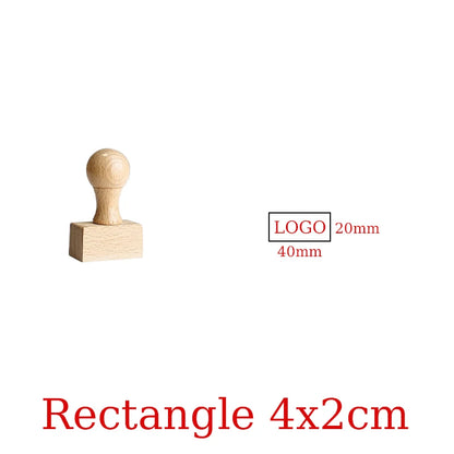 LOGO Custom Wooden Rubber Stamp Personalized Name Stamp Business Logo Customization for Office Craft DIY | Free Design - Rect