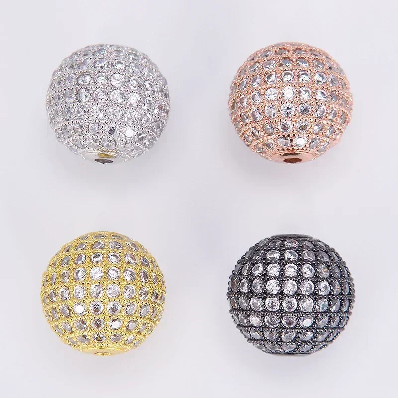 Beads for Jewelry Making Gold Silver Color Accessories Paved Zircon Spacer Bead String Beaded Diy Necklace Bracelet Chain Cha