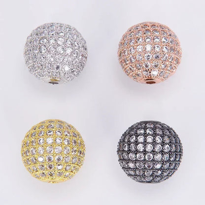 Beads for Jewelry Making Gold Silver Color Accessories Paved Zircon Spacer Bead String Beaded Diy Necklace Bracelet Chain Cha