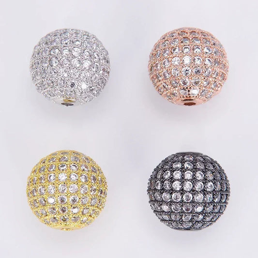 Beads for Jewelry Making Gold Silver Color Accessories Paved Zircon Spacer Bead String Beaded Diy Necklace Bracelet Chain Cha