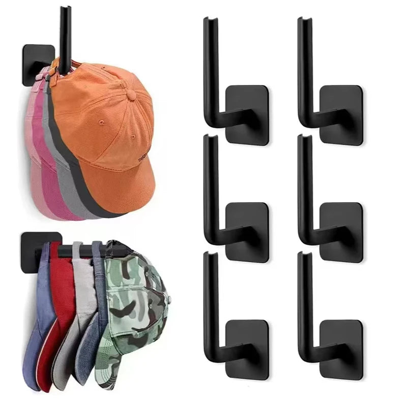 2/4PCS No Punching Strong Paste Hook Shelf Hat Rack Adhesive Hook - 6PCS