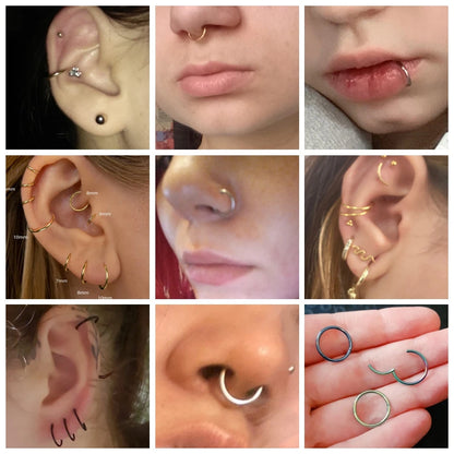 1PC Hinged Segment Nose Hoop Rings Women Surgical Steel Nose Rings Septum Clicker Ring Ear Daith Hoop Earring Piercing Jewelr
