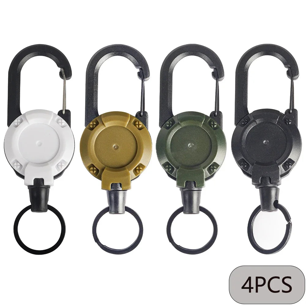 1/2/4pcs Extendable Retractable Holders Keychain Badge Reels Heavy Duty Clip With Carabiner Key Chain For Men Outdoor Bags - 