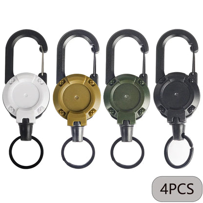 1/2/4pcs Extendable Retractable Holders Keychain Badge Reels Heavy Duty Clip With Carabiner Key Chain For Men Outdoor Bags - 