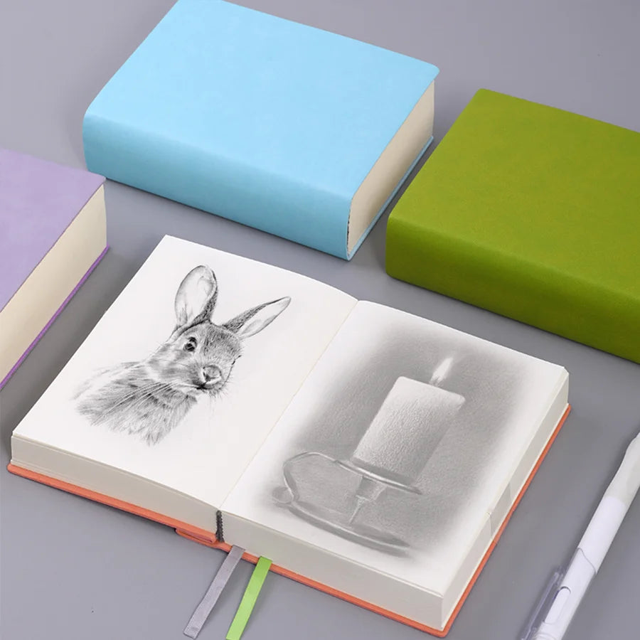 720 page blank inner notebook, soft synthetic leather surface, minimalist drawing book,ultra thick notebook, small and fresh 