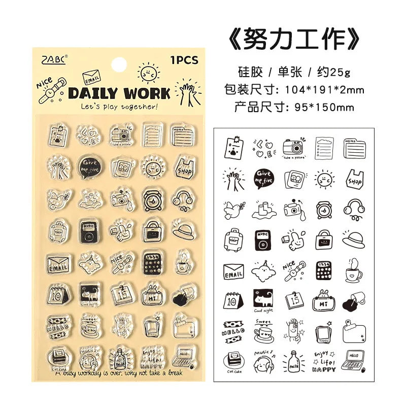 Cute Children's Silicone Seal Stamping Handbook Seal Art Decoration DIY Scrapbook Diary Album Student Stationery Aesthetic - 