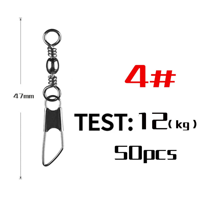 50Pcs Stainless Steel Snap Swivel Saltwater High Strength Snaps Fishing Barrel Line Connector Barrel Safety Snap Fishing Tack