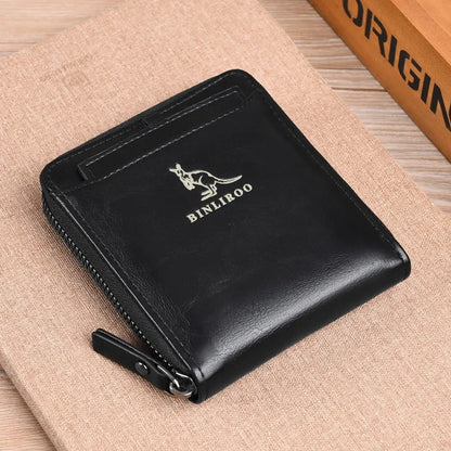 Men's Coin Purse Wallet Fashion RFID Blocking Man Leather Wallet Zipper Business Card Holder ID Money Bag Wallet Male - F1706