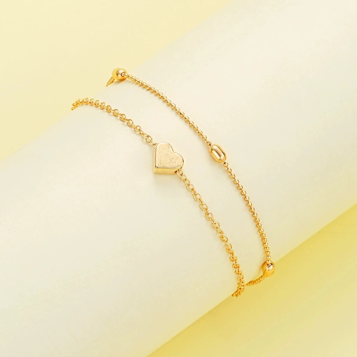 Fashion Imitation Pearl Heart Jewelry Set For Women Gold Silver Color Round Beads Necklace Bracelet Set Daily Wear Accessorie