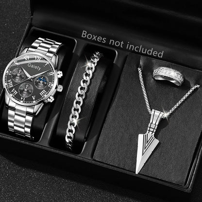 Fashion Men Stainless Steel Watch Luxury Calendar Quartz Wrist Watch Mens Business Watches for Man Clock Montre Homme - Black