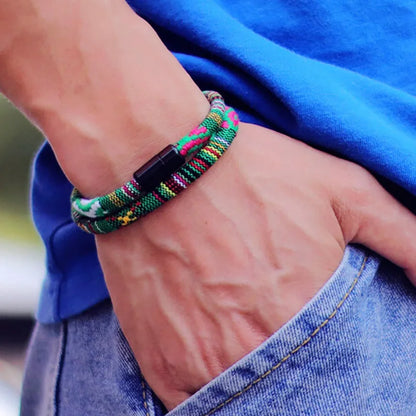 New In Men Bohemia Rope Bracelet Attract Magentic Braclet Adventure Survival Braslet Pulseras Hilo Hombre Beach Surf Brazalet