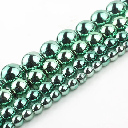 Natural Stones Rhodium Rose Gold Plated Hematite Round Loose Mineral Beads for Bracelet DIY Jewelry Making 15inch 2/3/4/6/8/1