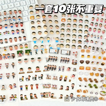 10PCS Cute Cat Laser Stickers Glitter Waterproof Translucent Funny Stationery Cute Scrapbooking Materials Craft Supplies - B