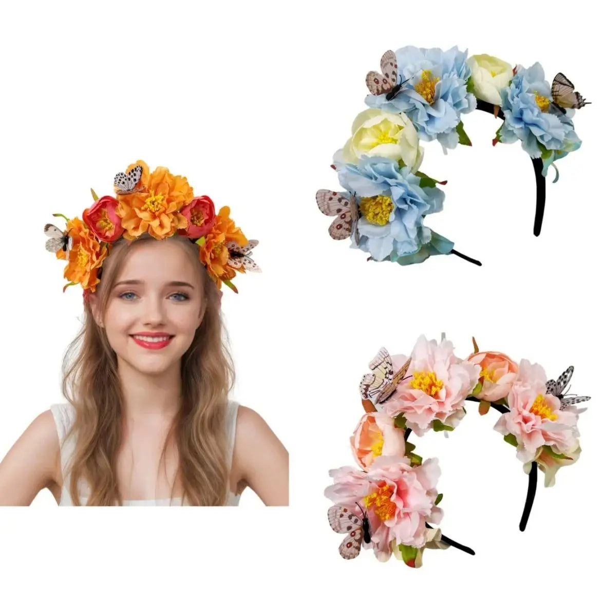 1PC Bridal Portraits, Hair Bands, Faux Flowers, Butterflies, Headpieces, Party, Tiaras, Halloween, Dress Up, Holiday, Gifts